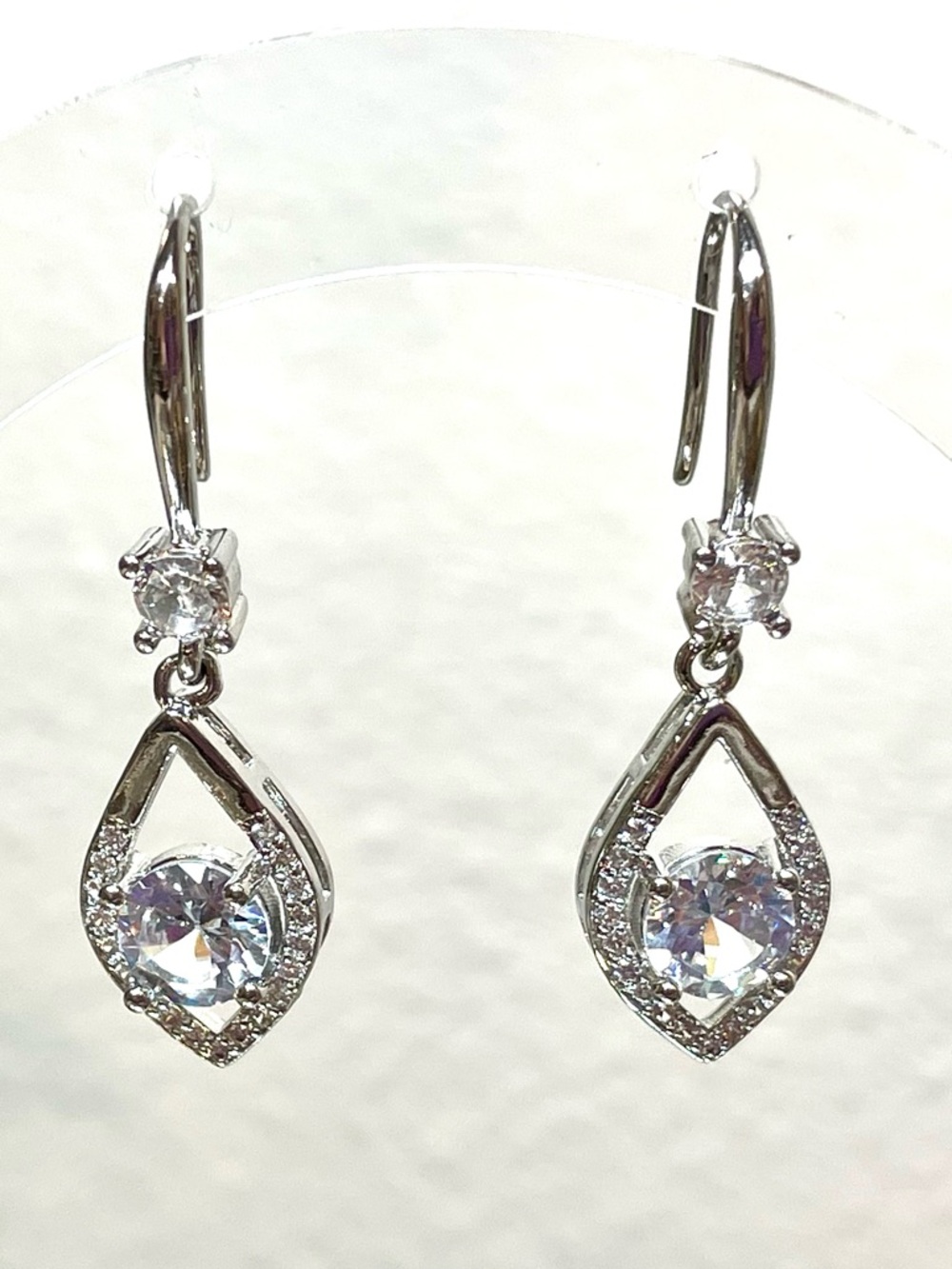 2.4 TCW Moissanite Sterling Silver Teardrop Lever Back Pierced Earrings | NIB